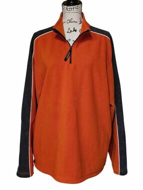 Old Navy Vintage Orange Fleece Half-Zip Pullover with Dark Trim